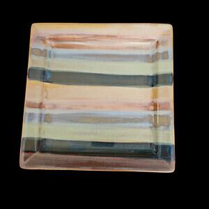 Tabletops Gallery York Hand Painted Striped Square Salad Plate